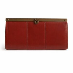 Fossil Burgundy Red Leather Clutch Wallet Wristlet Frame Top Continental NWT